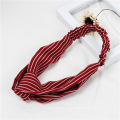 wholesale Fashion Striped Headband Cross Knot All Season Easily Style Lady Cotton Elastic Headbands